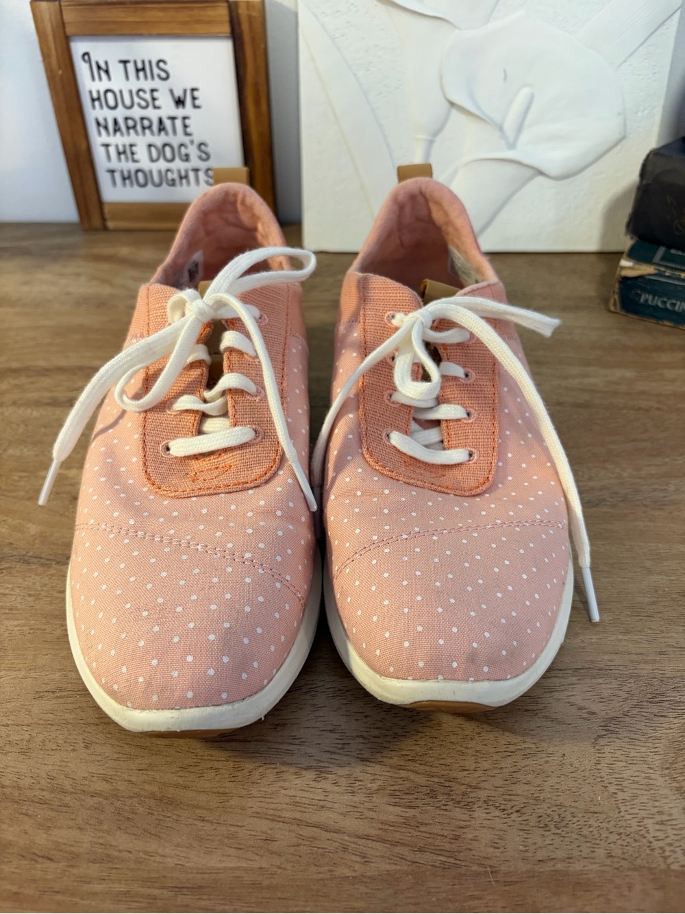 TOMS Cabrillo Pink Polka Dot Canvas Sneakers Women’s Size 8